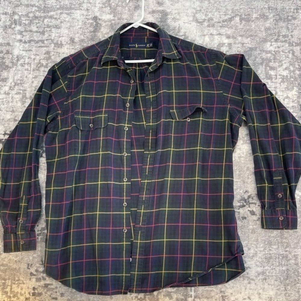 Ralph Lauren Plaid Button Down Shirt Tall XL Men's Long‎ Sleeve Cotton